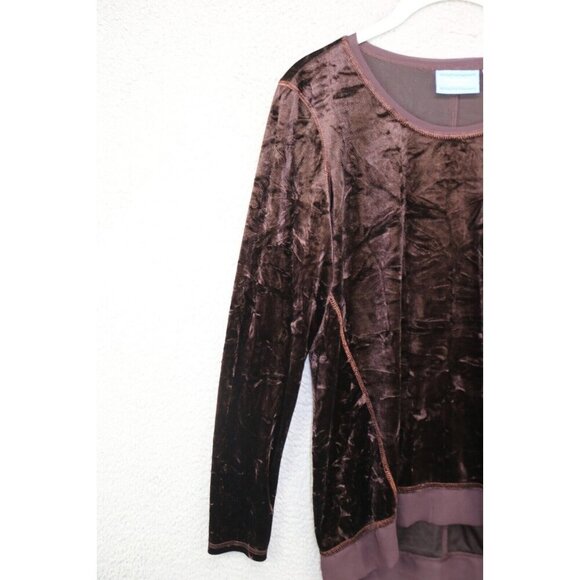 Simply Vera Wang Brown Velvet Long Sleeve Tunic-Size Medium-Soft-Washable - Picture 3 of 11
